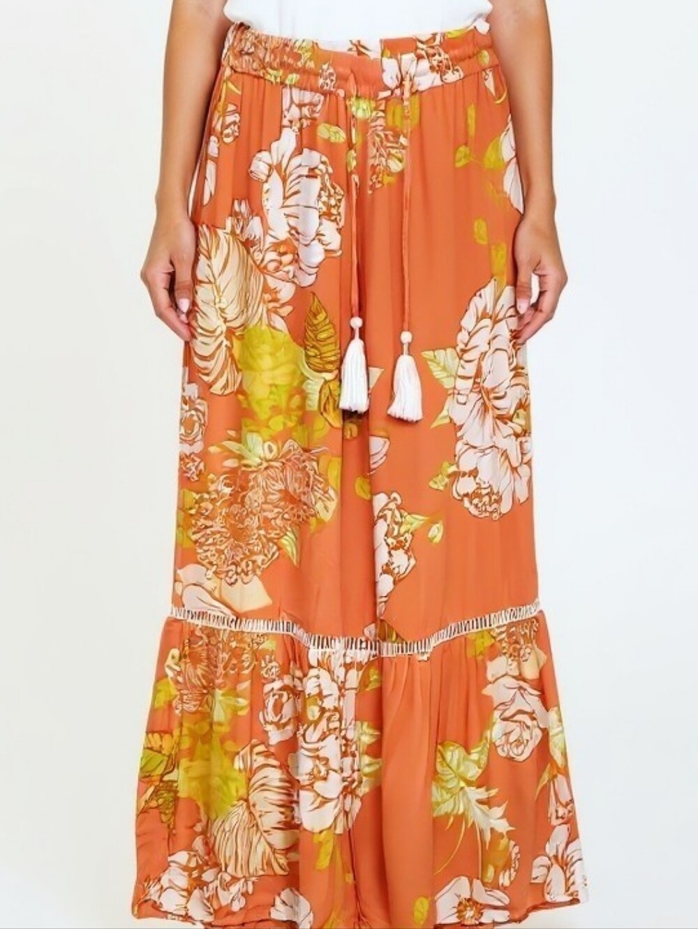True Destinations Resort Wear Flare Pants Beach Wear In Floral Size M